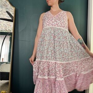 LoveShackFancy x Target Pink and White Floral Midi Dress